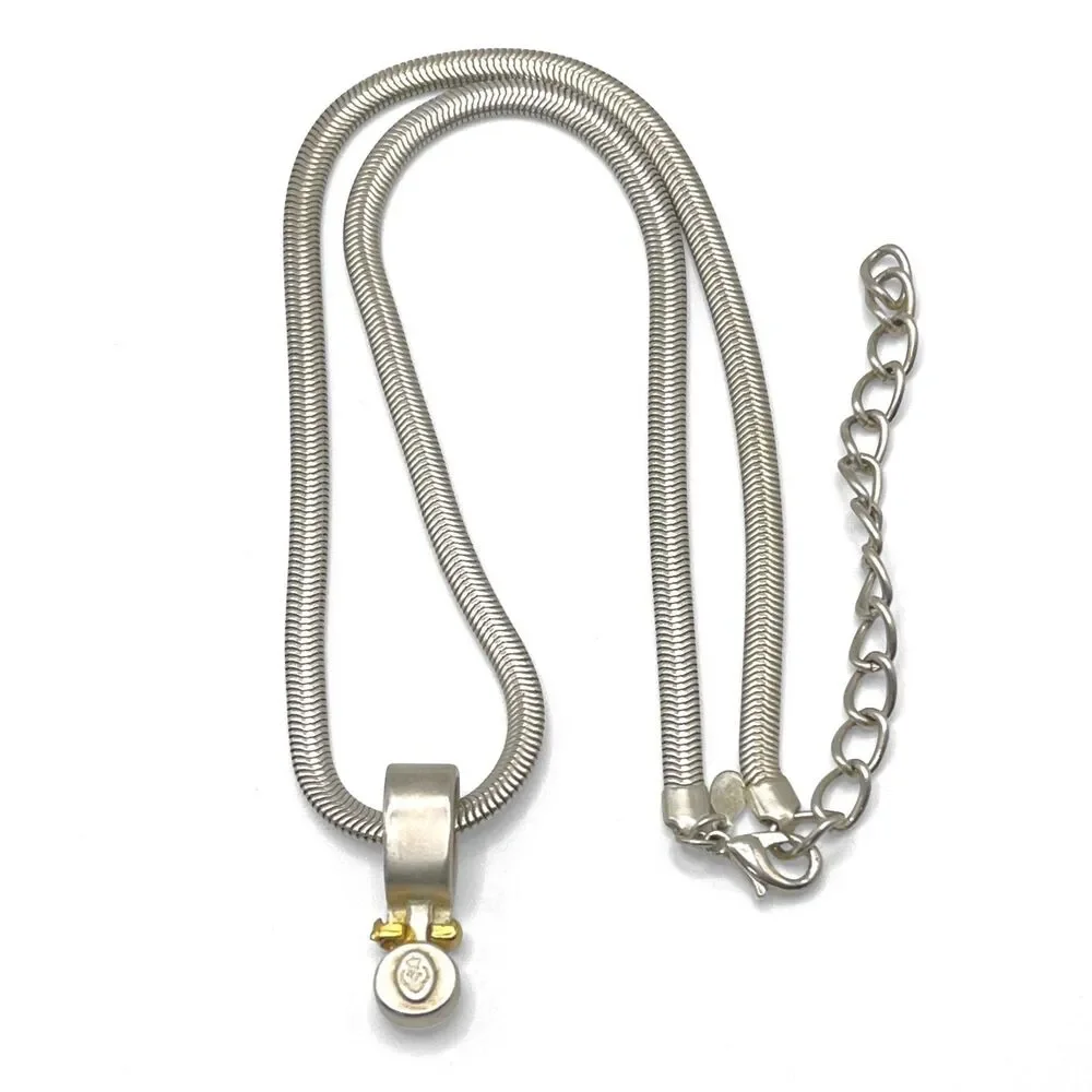 Premier Design Aurora Borealis Pendant Necklace Silver Tone Snake Chain Rivoli